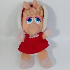 Miss Piggy Baby Christmas 1987 Plush Doll Ms. Claus Vintage Muppets